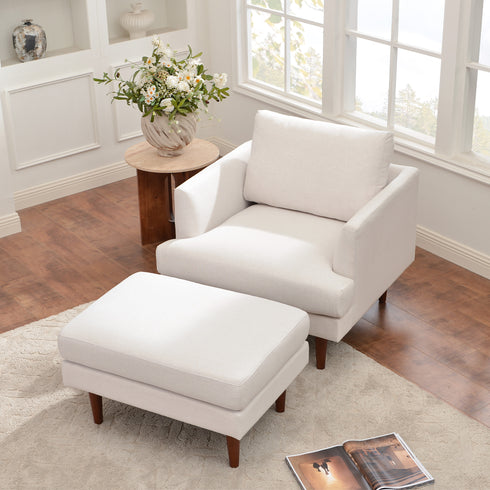 Upholstered Armchair – Ivory Square Arm Accent Chair | Performance Fabric Armchair | Kinwell Furniture | Scandinavian, Timeless Design
