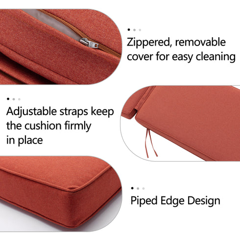 Ranu Extra Thick Outdoor Cushion Set – Orange Patio Chair Cushions | Outdoor Seat & Back Cushions | Weather-Resistant Outdoor Cushions | Kinwell Furniture