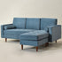 Tiziano Tufted 2-Piece Sectional Sofa – Blue Velvet Reversible Chaise Couch with Accent Pillows | Mid-Century Modern L-Shaped Sofa | Kinwell Furniture