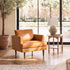 Samuel Tapered Arm Chair – Camel Square Arm Accent Chair | Leather Armchair | Kinwell Furniture | Scandinavian, Timeless Design