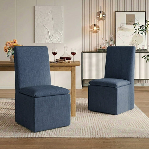 Diane Performance Dining Side Chair with Casters - Dining Chair | Modern Kitchen Chairs | Kinwell Furniture | Dining Chairs Performance Fabric