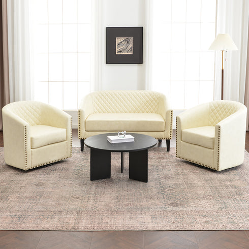 Logan Faux Leather Tufted Loveseat | Fabric Loveseat Couch | Kinwell Furniture | Modern Loveseats & Comfortable Loveseat Sofa Couches