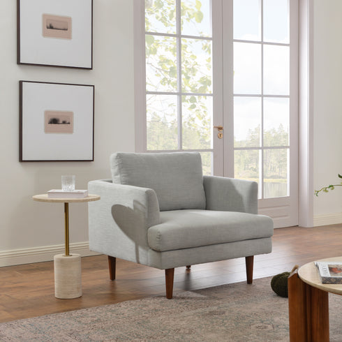 Upholstered Armchair – Gray Square Arm Accent Chair | Performance Fabric Armchair | Kinwell Furniture | Scandinavian, Timeless Design