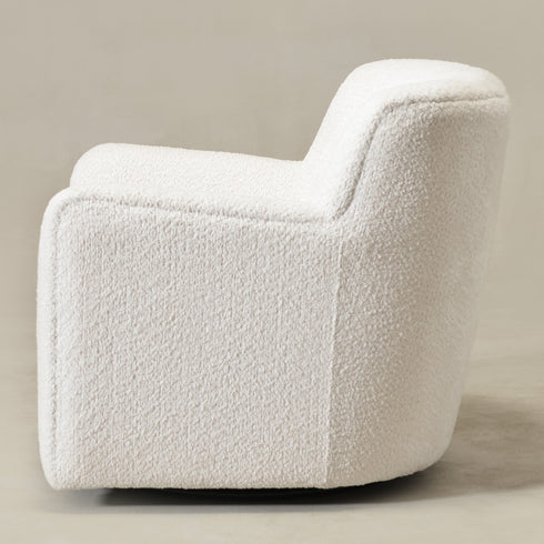 Vestie Chenille Swivel Barrel Chair - Cream Mid Century Modern Swivel Chair | Waiting Room Swivel Chairs| Kinwell Furniture | Designer Swivel Chairs