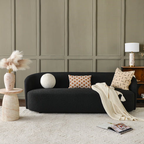 Everitte Bouclé 3-Seater Sofa - Black 3 Seater Sofa | Three Seater Couch | Kinwell Furniture | Modern 3 Seater Sofas