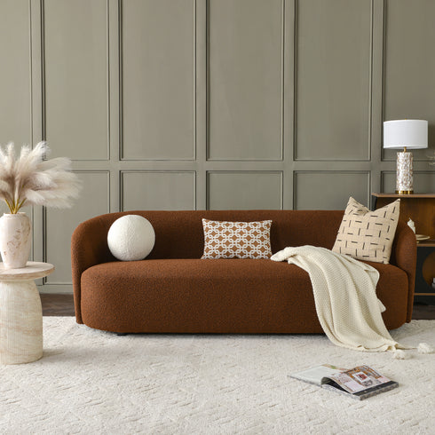 Everitte Bouclé 3-Seater Sofa - Brown 3 Seater Sofa | Three Seater Couch | Kinwell Furniture | Modern 3 Seater Sofas