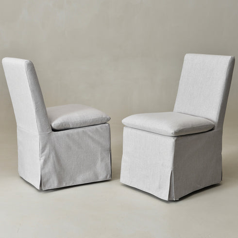 Diane Slipcover Performance Dining Chair with Casters - Light Gray Upholstered Dining Chair | Modern Dining Chairs | Kinwell Furniture | Performance Fabric Dining Chairs