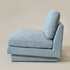 Linen Blend Down Feather Upholstered Accent Chair – Blue Modern Armless Slipper Chair | Soft Linen Blend Lounge Chair with Removable Cushions | Kinwell Furniture | Oversized Accent Chair