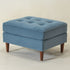 Tiziano Tufted Ottoman – Velvet Rectangular Footrest & Accent Seat | Mid-Century Upholstered Pouf | Blue Ottoman