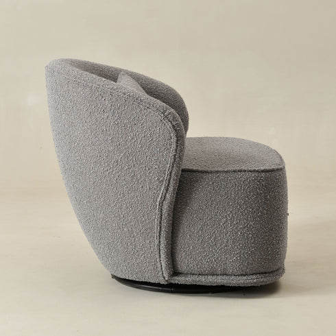 Laura Bouclé Swivel Barrel Chair - Gray Modern Swivel Chair | Swivel Accent Chairs | Kinwell Furniture | Swivel Armchairs
