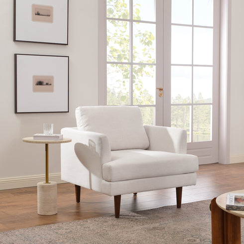 Upholstered Armchair – Ivory Square Arm Accent Chair | Performance Fabric Armchair | Kinwell Furniture | Scandinavian, Timeless Design