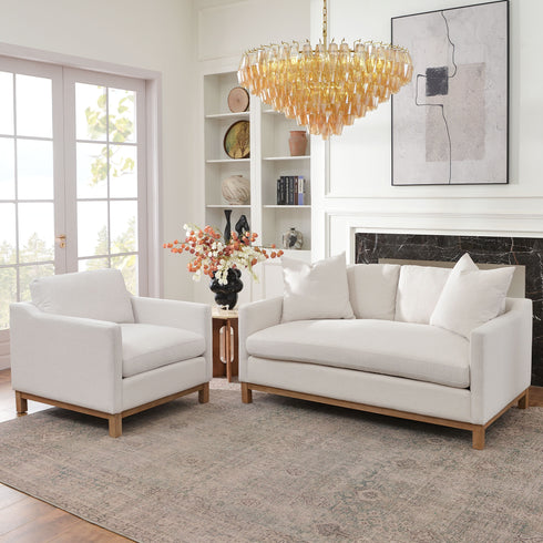 Albert Goose Down Feathers Armchair – Cream Square Arm Accent Chair | Plush Feather-Filled Chair | Kinwell Furniture | Cloud-Soft, Timeless Design
