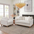 Albert Goose Down Feathers Armchair – Cream Square Arm Accent Chair | Plush Feather-Filled Chair | Kinwell Furniture | Cloud-Soft, Timeless Design