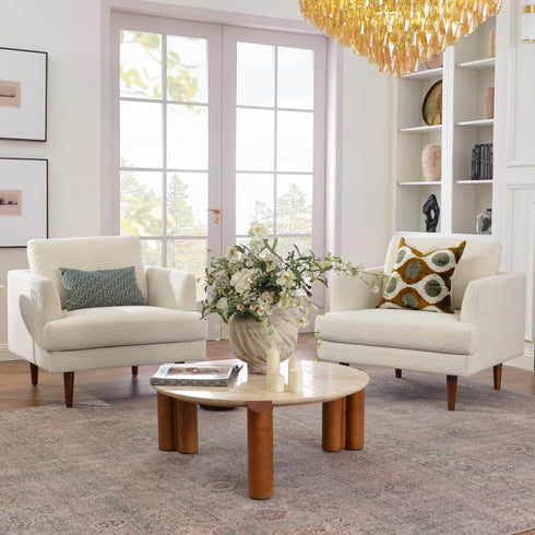 Upholstered Armchair – Cream Square Arm Accent Chair | Performance Fabric Armchair | Kinwell Furniture | Scandinavian, Timeless Design
