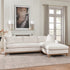 Cream Goose Down Sectional Sofa | L-Shape Down Filled Sectional with Chaise | Cream Upholstered Sectional Sofa | Modern Cream Sectional Couch | Soft Down Sectional Sofa