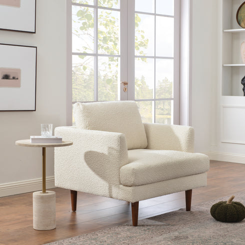 Upholstered Armchair – Cream Square Arm Accent Chair | Performance Fabric Armchair | Kinwell Furniture | Scandinavian, Timeless Design