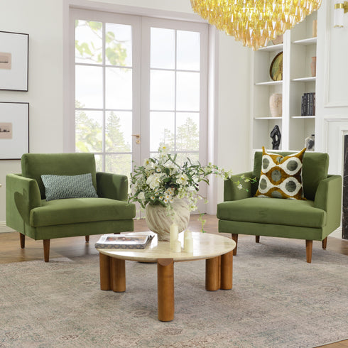Upholstered Armchair – Green Square Arm Accent Chair | Performance Fabric Armchair | Kinwell Furniture | Scandinavian, Timeless Design