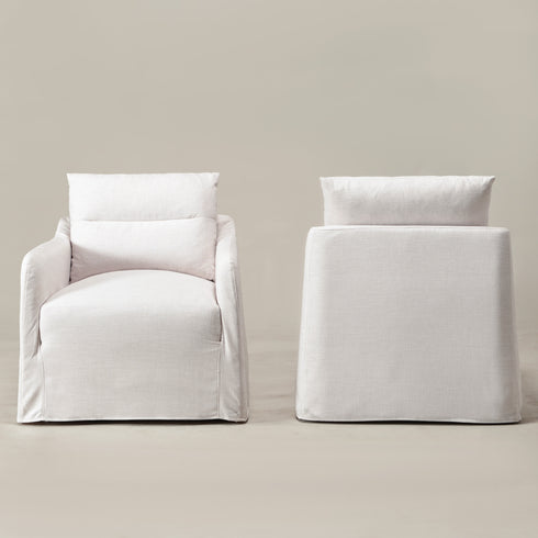 Clara Linen Slipcover Swivel Chair