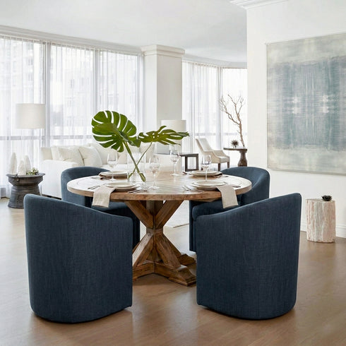 Rafa Performance Dining Chair with Casters �Rolling Armchair for Dining Room | Dining Chairs with Casters | Kinwell Furniture | Performance Fabric Upholstery