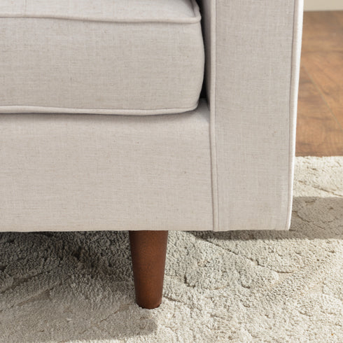 Tiziano Tufted 3-Seater Sofa – Ivory Linen Couch with Accent Pillows | Mid-Century Modern Sofa | Kinwell Furniture