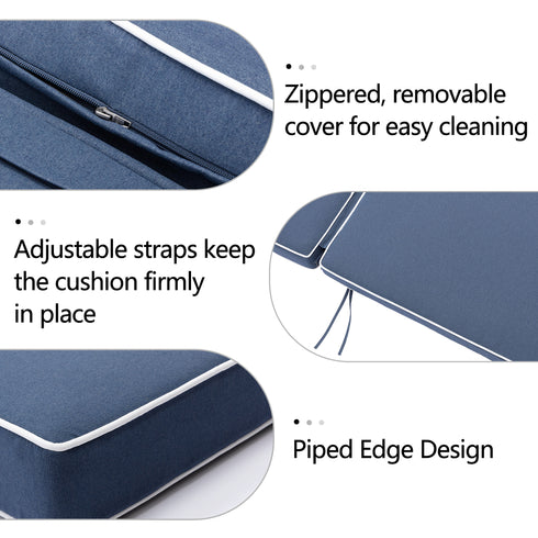 Ranu Extra Thick Outdoor Cushion Set – Blue Patio Chair Cushions | Outdoor Seat & Back Cushions | Weather-Resistant Outdoor Cushions | Kinwell Furniture