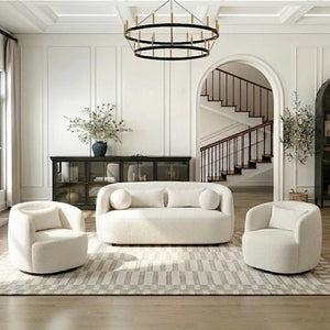 Ashlie Bouclé Furniture Set with Ottoman