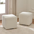 Bouclé Square Ottoman – White Modern Footstool | Small Upholstered Ottomans | Kinwell Furniture | Minimalist Cube Poufs