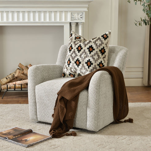 Vestie Chenille Swivel Barrel Chair - GrayGreen Modern Swivel Chair | Swivel Accent Chairs | Kinwell Furniture | Swivel Armchairs