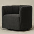 Wilton Bouclé Swivel Barrel Chair - Black Petal Back Modern Swivel Chair | Swivel Accent Chairs | Kinwell Furniture | Swivel Armchairs
