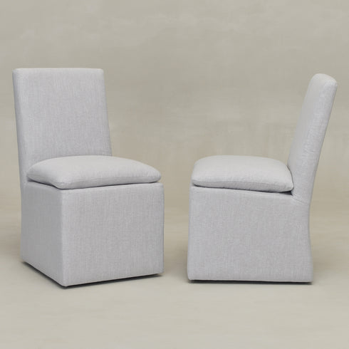 Diane Performance Dining Side Chair with Casters - High Back Dining Chair | Modern Upholstered Dining Chairs | Kinwell Furniture | Armless Chairs for Dining Room