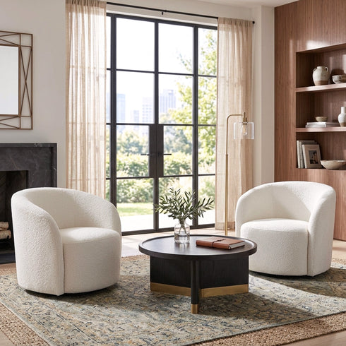 Everitte Bouclé Swivel Barrel Chair