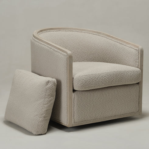 Claude Performance Linen Fabric Swivel Chair - Classic Swivel Armchair | Durable Linen Accent Chair | Kinwell Furniture | 360-Degree Swivel Chair