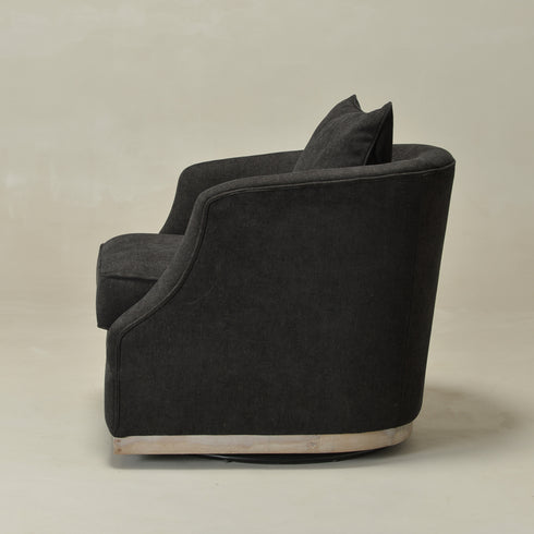 Minerva Swivel Barrel Chair - Black Modern Swivel Chair | Swivel Accent Chairs | Kinwell Furniture | Swivel Armchairs