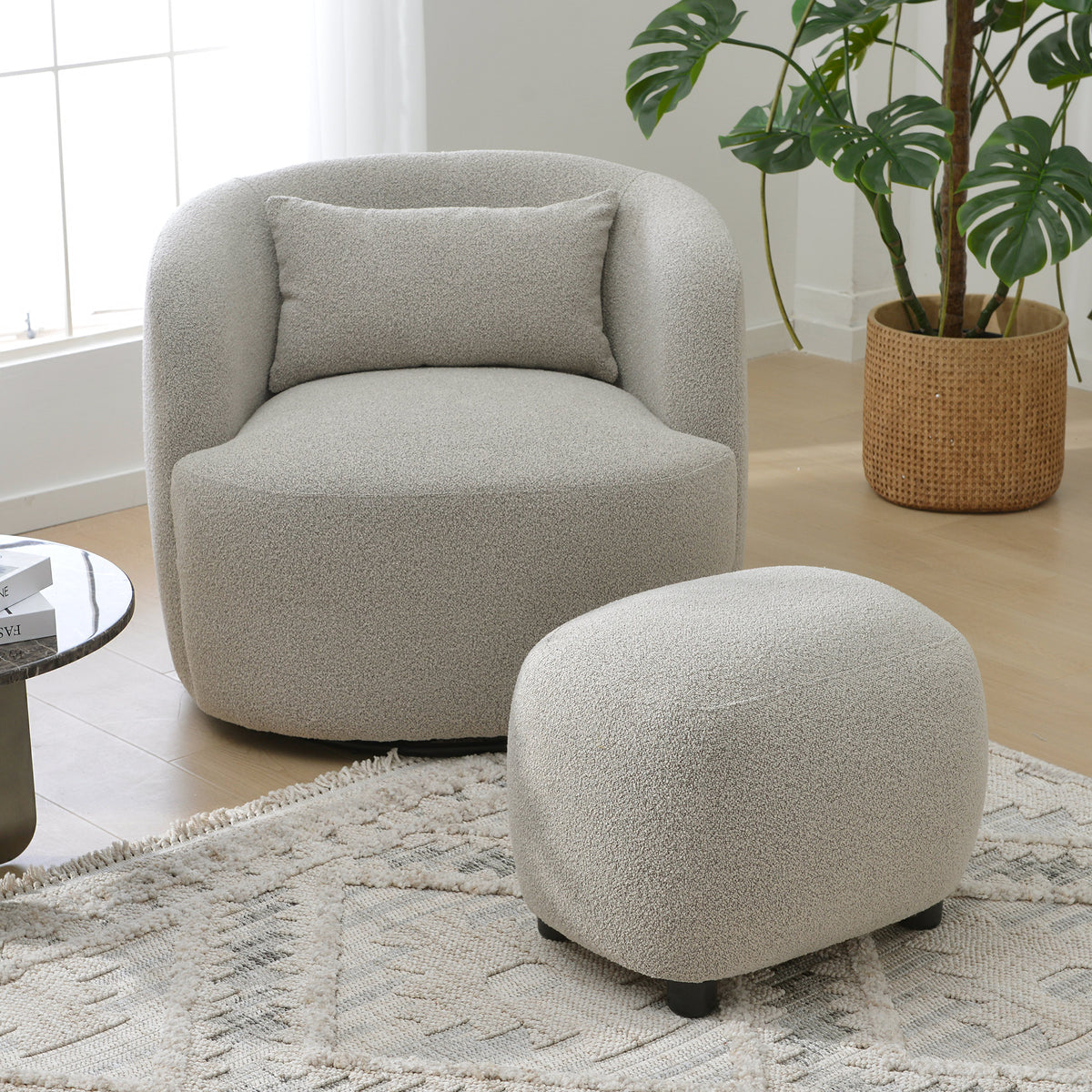 Elmer Bouclé Ottoman | Cozy Modern Ottomans – Kinwell Furniture