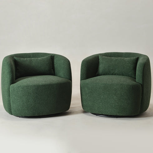 Ashlie Bouclé Swivel Barrel Chair - Stylish Swivel Chair | Living Room Swivel Accent Chairs | Kinwell Furniture | Most Comfortable Swivel Chairs