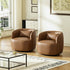 Ashlie Faux Leather Swivel Chair - Camel Modern Swivel Chair | Faux Leather Armchairs | Kinwell Furniture | Swivel Accent Chairs