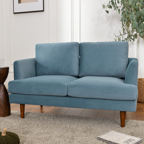 Blue Upholstered Loveseat – Albert Loveseat Sofa | 2-Seater Couch | Kinwell Furniture | Mid-Century Modern, Timeless Design