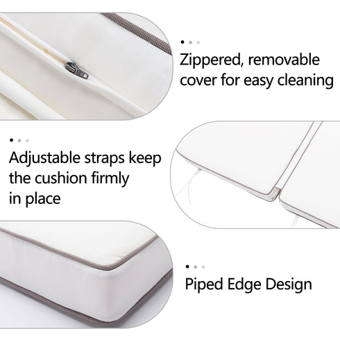 Ranu Extra Thick Outdoor Cushion Set – White Patio Chair Cushions | Outdoor Seat & Back Cushions | Weather-Resistant Outdoor Cushions | Kinwell Furniture