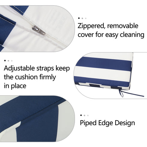 Ranu Extra Thick Outdoor Cushion Set – Blue Striped Patio Chair Cushions | Outdoor Seat & Back Cushions | Weather-Resistant Outdoor Cushions | Kinwell Furniture