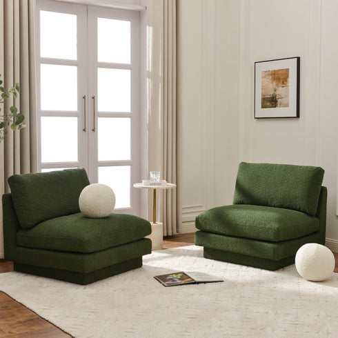Montyne Bouclé Armless Chair - Comfortable Accent Chair | Side Chairs for Living Room | Kinwell Furniture | Oversize Accent Chairs & Large Accent Chairs