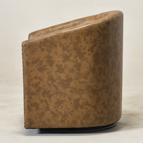Logan Faux Leather Tufted Swivel Club Chair - Modern Swivel Chair | Swivel Accent Chairs | Kinwell Furniture | Swivel Armchairs