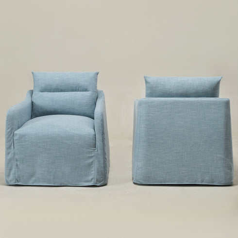 Clara Linen Slipcover Swivel Chair