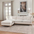 Cream Goose Down Sectional Sofa | L-Shape Down Filled Sectional with Chaise | Cream Upholstered Sectional Sofa | Modern Cream Sectional Couch | Soft Down Sectional Sofa