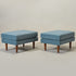 Albert Linen Blend Ottoman – Footrest & Pouf | Living Room Accent Seat | Kinwell Furniture | Contemporary Ottoman | Blue