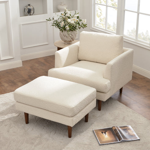 Upholstered Armchair – Cream Square Arm Accent Chair | Performance Fabric Armchair | Kinwell Furniture | Scandinavian, Timeless Design