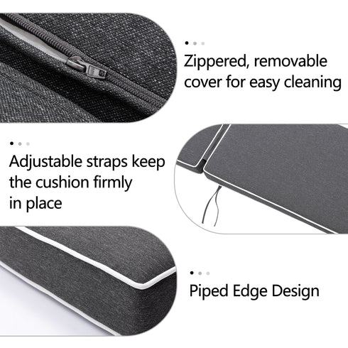 Ranu Extra Thick Outdoor Cushion Set – Gray Patio Chair Cushions | Outdoor Seat & Back Cushions | Weather-Resistant Outdoor Cushions | Kinwell Furniture