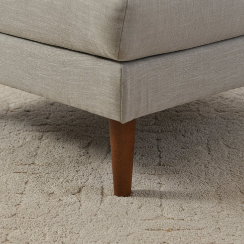 Albert Linen Blend Ottoman – Footrest & Pouf | Living Room Accent Seat | Kinwell Furniture | Contemporary Ottoman | Light Gray