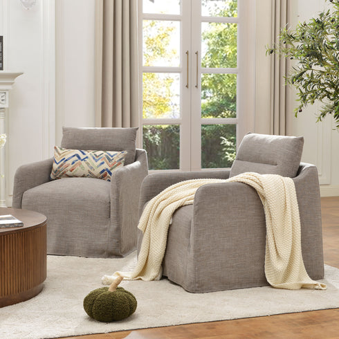Clara Linen Slipcover Swivel Chair