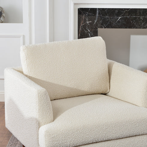 Upholstered Armchair – Cream Square Arm Accent Chair | Performance Fabric Armchair | Kinwell Furniture | Scandinavian, Timeless Design