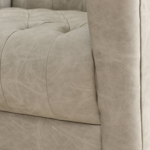 Gustave Premium Leather Swivel Armchair - Light Gray Modern Swivel Chair | Swivel Accent Chairs | Kinwell Furniture | Swivel Armchairs